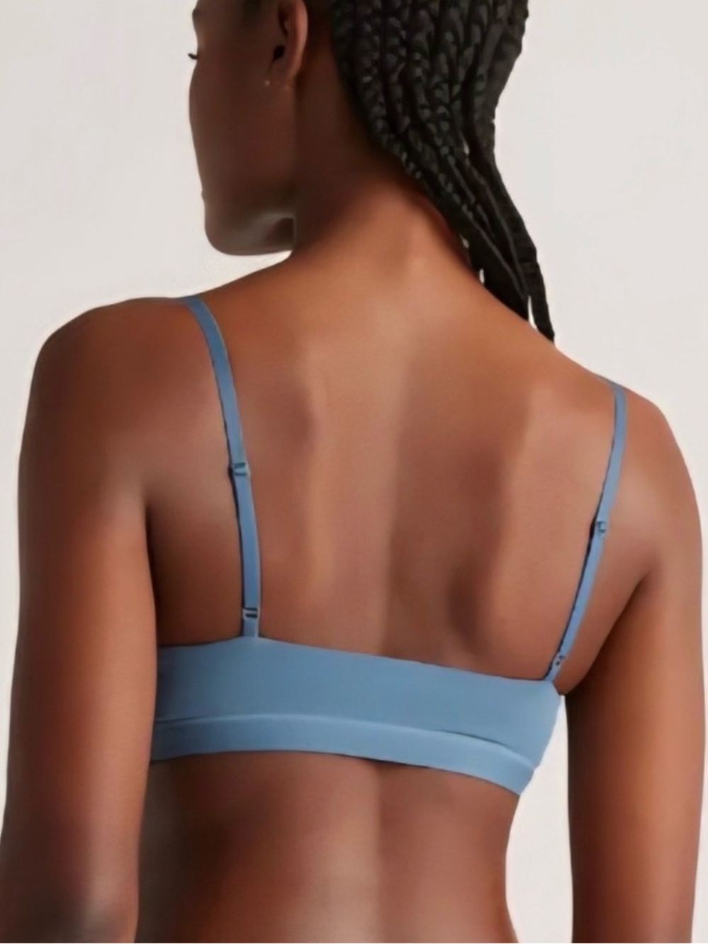 Quince Organic Cotton Scoop Neck Bralette Blue Adjustable Straps Size M 2 pk - Picture 2 of 4